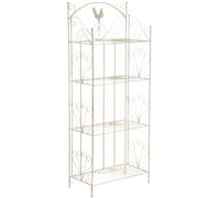 CLP Estantería Plegable MIA de Hierro, con 4 estantes, Estilo rústico, Color:Crema Envejecido