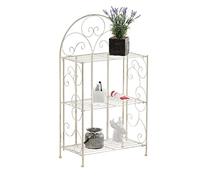 CLP Estantería Rosa Estable Estilo rústico | Estantería Plegable de Hierro con 3 estantes, Color:Crema Envejecido