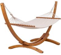 CLP Hamaca con Soporte Herriman, Soporte de Madera de eucalipto, para Jardin y terraza, 2 Personas, soporta hasta 160 kg, Color:Crema