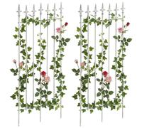 CLP, juego de 2 rejas decorativas estilo Art Nouveau, Elisa, 100 x 50 cm, hierro forjado lacado, para jardín. Color: blanco envejecido