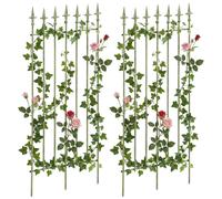 CLP, juego de 2 rejas decorativas estilo Art Nouveau, Elisa, 100 x 50 cm, hierro forjado lacado, para jardín. Color: verde envejecido