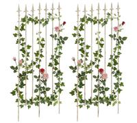 CLP, juego de 2 rejas ornamentales estilo Art Nouveau, Elisa, 100 x 50 cm, hierro forjado lacado, para jardín. Color: crema envejecido