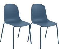 CLP Juego de 2 sillas apilables Hardin con Asiento ergonómico de plástico y Estructura metálica para Comedor, Sala de reuniones y Cocina | Color Azul