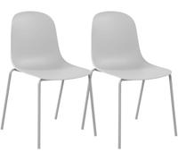 CLP Juego de 2 sillas apilables Hardin con Asiento ergonómico de plástico y Estructura metálica para Comedor, Sala de reuniones y Cocina | Color Gris Claro