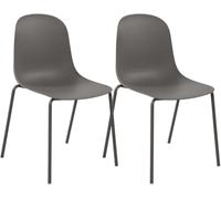 CLP Juego de 2 sillas apilables Hardin con Asiento ergonómico de plástico y Estructura metálica para Comedor, Sala de reuniones y Cocina | Color Gris Pardo