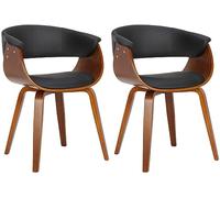 CLP Juego de 2 sillas Bruce con tapizado de Piel sintética | Sillón con Respaldo y Estructura de Madera | Capacidad de Carga hasta 150 Color:Negro