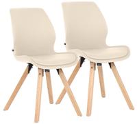 CLP Juego de 2 sillas de comedor acolchadas Luna, modernas sillas tapizadas con respaldo, color crema. Material: cuero sintético