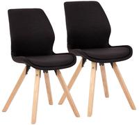 CLP Juego de 2 sillas de comedor acolchadas Luna, modernas sillas tapizadas con respaldo - Color: negro, Material: tela