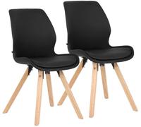 CLP Juego de 2 sillas de comedor acolchadas Luna, sillas modernas con respaldo - Color: negro, Material: cuero sintético