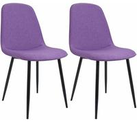 CLP Juego de 2 sillas de Comedor Acolchadas Maryam, Silla de Cocina con Respaldo y Estructura de Metal Negro, soporta hasta 150 kg Color:Violeta;Material:Tela