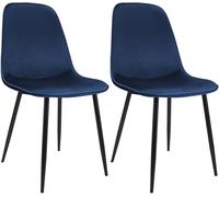 Juego de 2 sillas de comedor maryam terciopelo azul oscuro 54x45x88 cm