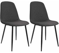 Juego de 2 sillas de comedor maryam tela gris oscuro 54x45x88 cm