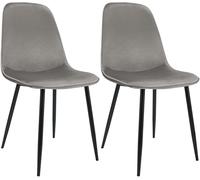 CLP Juego de 2 sillas de Comedor Acolchadas Maryam, Silla de Cocina con Respaldo y Estructura de Metal Negro, soporta hasta 150 kg, Color:Gris Claro, Material:Terciopelo