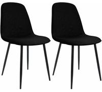 Juego de 2 sillas de comedor maryam tela negro 54x45x88 cm