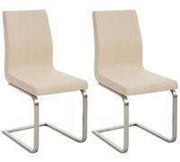 CLP Juego de 2 sillas de Comedor Belfort de Tela, Modernas sillas Cantilever Acolchadas con Respaldo Alto | Color Crema