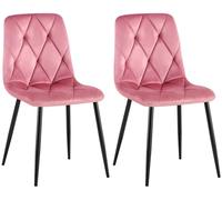 CLP Juego de 2 sillas de Comedor Clairton, Silla de Cocina Acolchada con tapizado capitoné, soporta hasta 150 kg, Color:Rosa, Material:Terciopelo