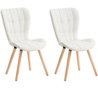 CLP Juego De 2 Sillas De Comedor Elda En Polipie, Terciopelo o Tela I Butacas De Cocina con Base De Madera 4 Patas | Color Blanco Material Cuero Sintetico