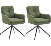 CLP Juego de 2 sillas de Comedor giratorias Tejido Pickett, sillones giratorios 180° con reposabrazos, Capacidad de Carga hasta 150 kg Color:Verde Claro