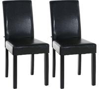 CLP, juego de 2 sillas de comedor Ina, tapizadas en cuero sintético con estructura de madera, color marrón. Estructura: color