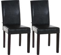 CLP, juego de 2 sillas de comedor Ina, tapizadas en cuero sintético con estructura de madera, color marrón. Estructura: color marrón oscuro