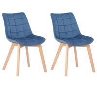 CLP, juego de 2 sillas de comedor, modelo Passaic, tapizadas en terciopelo con costuras, color azul