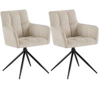 Juego de 2 sillas de comedor jonah tela crema 59x59x87 cm