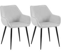 CLP Juego de 2 sillas de Comedor tapizadas con Respaldo Luena, Silla de Cocina de Terciopelo o Tela, Capacidad de Carga hasta 150 kg Color:Gris Claro;Material:Terciopelo