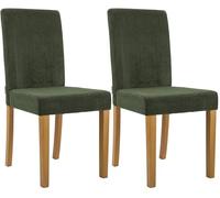 CLP Juego de 2 sillas de Comedor tapizadas Ina, Silla de Cocina con Funda de Pana, Estructura de Madera Estable Color:Verde Claro;Color del Marco:Envejecido Claro