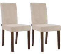 CLP Juego de 2 sillas de Comedor tapizadas Ina, Silla de Cocina con Funda de Pana, Estructura de Madera Estable Color:marrón Claro;Color del Marco:Envejecido Oscuro