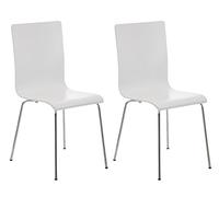 CLP Set de 2 Sillas Comedor Pepe I Juego de 2X Sillas de Conferencia con Asiento de Madera I 2X Sillas de Cocina con Base de Metal I Color: Blanco