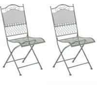 CLP Set de 2 sillas de Jardin Plegables Kiran, sillas romanticas de Hierro Estilo modernista, Ideales para terraza, Balcon y Jardin, Color:Antiguo-Verde