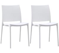 CLP Juego de 2 sillas de Jardin Meton con Respaldo, apilables, Intemperie, UV, hasta 150 kg Color:Blanco
