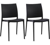 CLP Juego de 2 sillas de Jardin Meton con Respaldo, apilables, Intemperie, UV, hasta 150 kg Color:Negro