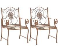 Set de 2 sillas de jardín punjab en hierro metal marrón antiguo 53x62x94 cm
