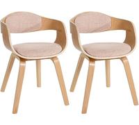 CLP Juego de 2 sillas ergonómicas Kingston, sillones con Respaldo Envolvente, Base de Madera, hasta 150 kg, Color:Natural/Crema, Color del Marco:Natura