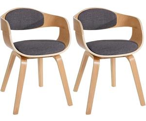 CLP Juego de 2 sillas ergonómicas Kingston, sillones con Respaldo Envolvente, Base de Madera, hasta 150 kg Color:Natura/Gris Claro;Color del Marco:Natura