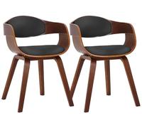 Set de 2 sillas de salón kingston en polipiel simil cuero nogal/negro 46x49x73 cm