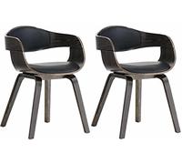 CLP Juego de 2 sillas Kingston ergonómicas, respaldo acolchado, cuero sintético y madera, Negro/Gris