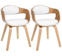 CLP Juego de 2 sillas Kingston ergonómicas, Respaldo Acolchado, Cuero sintético y Madera, hasta 150 kg Color:Natural/Blanco