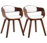 CLP Juego de 2 sillas Kingston ergonómicas, Respaldo Acolchado, Cuero sintético y Madera, hasta 150 kg Color:Nuez/Blanco