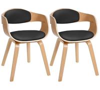 CLP Sillas Kingston Juego de 2 ergonómicas, respaldo acolchado, polipiel y madera, Natural/Negro