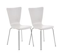 CLP, juego de 2 sillas para invitados Aaron, con asiento de madera ergonómico y estructura de metal, color blanco