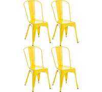 CLP, juego de 4 sillas apilables modelo Benedikt, apilables, con respaldo de metal, capacidad de carga de hasta 200 kg. Color: amarillo