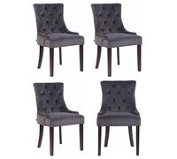 CLP Juego De 4 Sillas Comedor Aberdeen En Terciopelo I Butacas De Salón Acolchadas con Base De Madera, Color:Gris Oscuro, Color del Marco:Antiguo
