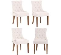 CLP Trading GmbH Juego de 4 sillas de comedor Aberdeen – Terciopelo acolchadas, base de madera, Crema
