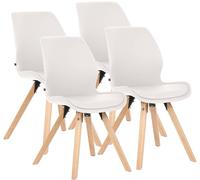 CLP Juego de 4 sillas de comedor acolchadas Luna, modernas sillas tapizadas con respaldo, color blanco, material: cuero sintético