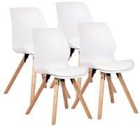 CLP Juego de 4 sillas de comedor acolchadas Luna, modernas sillas tapizadas con respaldo, color blanco. Material: plástico