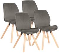 CLP Juego de 4 sillas de comedor acolchadas Luna, modernas sillas tapizadas con respaldo, color gris. Material: terciopelo