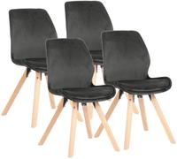 CLP Juego de 4 sillas de comedor acolchadas Luna, modernas sillas tapizadas con respaldo - Color: gris oscuro, Material: terciopelo