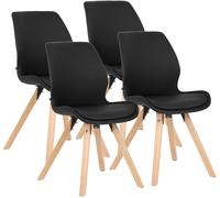 CLP Juego de 4 sillas de comedor acolchadas Luna, modernas sillas tapizadas con respaldo, color negro, material: cuero sintético